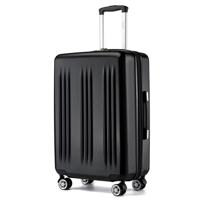 Набір валіз KONO 3 шт. з жорсткими корпусами, розширювані, легкі, ручна поклажа 55 см, середні 65 см, великі 75 см, з 4 колесами та TSA-замком, бежево-білий/коричневий, чорний (L (65cm))