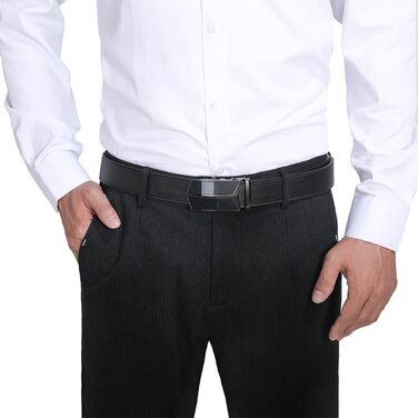 Чоловічий шкіряний ремінь VRLEGEND з автоматичною пряжкою, без дірок, для ділового костюма, розмір регулюється, з подарунковою коробкою, чорний (52W-56W, 160см)