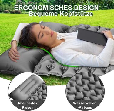 Килимок для кемпінгу Youxiu самонадувний, ультралегкий, сірий. Підходить для подорожей, піших прогулянок, наметів. Водостійкий, з насосом.