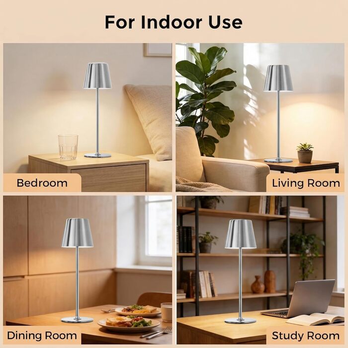 Світлодіодний настільний світильник бездротовий, димований, з акумулятором (2 шт) - Silber