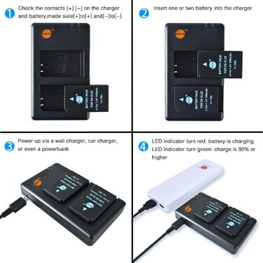 Акумулятори DSTE EN-EL20/EN-EL20a (2 шт.) з подвійним зарядним пристроєм для Nikon Coolpix