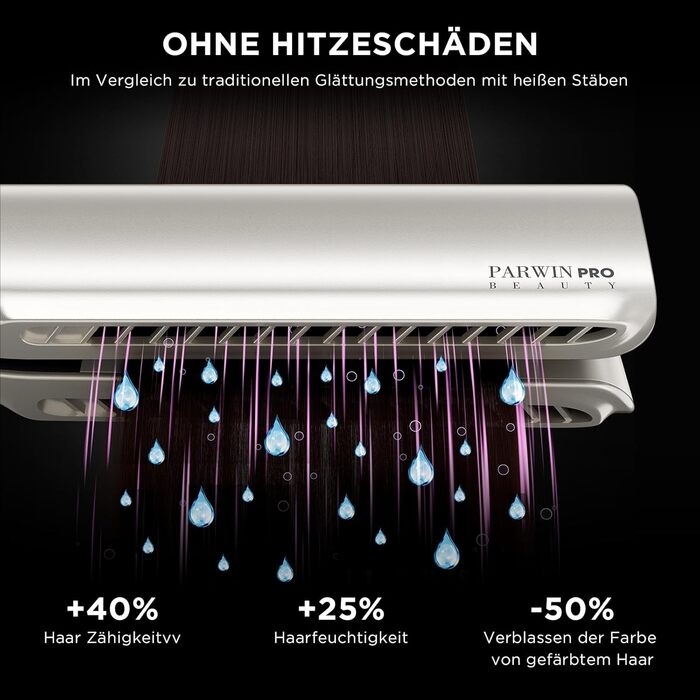 Плойка PARWIN PRO BEAUTY Ionen Air Glätteisen: без нагріву, для волосся 35-75 см, 1200W, темно-зелений (Champagnersilber Pro)
