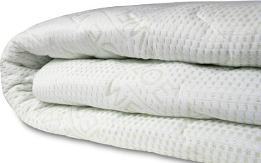 BONEX Komfort Mattress Cover for mattresses with overall dimensions of 90x200cm - 16 - 18 cm high - Double-weave fabric with ALOE VERA - Suitable for allergy sufferers - Washable at 60 degrees - 4-sided zipper, White and Green