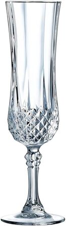 Cristal d'Arques Paris Longchamp Champagne Flutes, 14 cl, shiny, transparent, and highly resistant, made in France, Q7341, Clear, Set of 6 (1er Pack)
