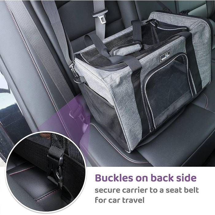 Транспортна переноска для котів та собак, складна, для авіаперельотів, сіра, 45 x 28 x 21 см