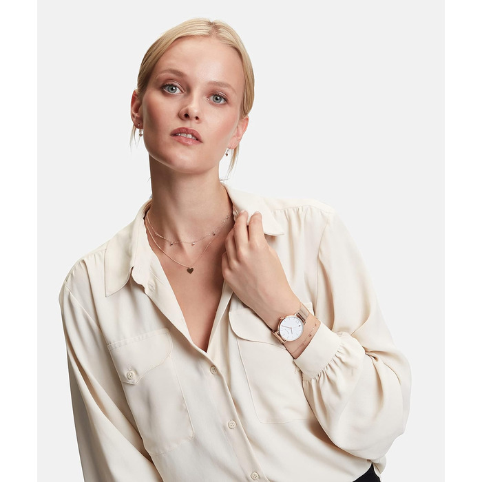 Жіночий годинник Tamaris з мікросітчатим ремінком зі сталі та серцем, рожеве золото