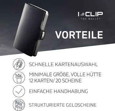 I-CLIP Original Slim Wallet Leather Wallet - Premium Wallet - Card Case - Credit Card Case with Money Clip - Smooth Leather Black