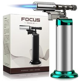 Газовий пальник Küchenbrenner для кухні, крем-брюле, паяння, заправний бутан, Jetflamme (Wb009-silver)