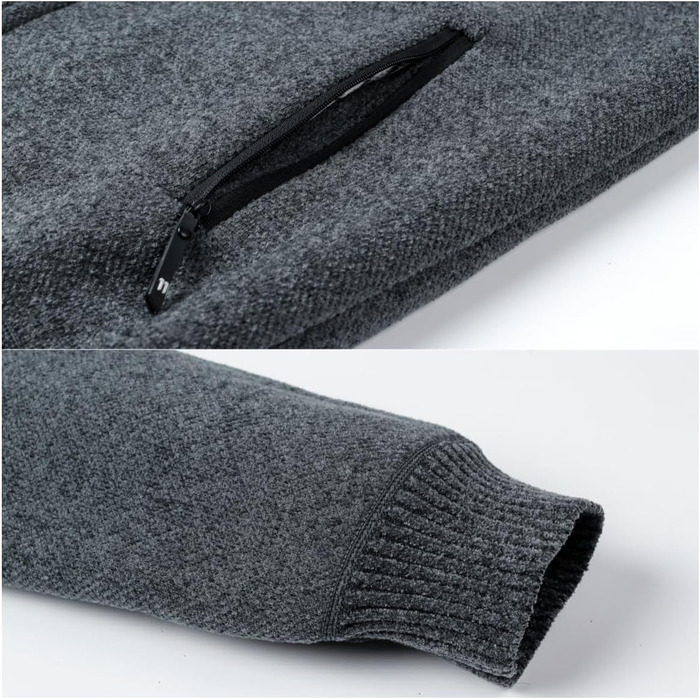 Чоловіча в'язана кофта з коміром-стійкою, на блискавці, з м'яким флісовим підкладкою, спортивна куртка-кардиган, дрібний в'яз, осінньо-зимова куртка (XXL, сірий)