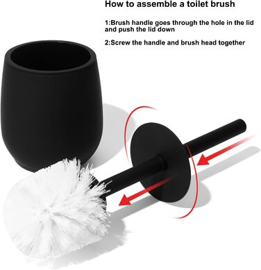 GAHEFY Bathroom Accessory Set, Bathroom Supplies Sets Decor, 5-Piece Bathroom Set - Soap Dispenser, Toothbrush Holder, Vanity Tray, Toilet Brush and Waste Bin Set for Bathroom (Black)