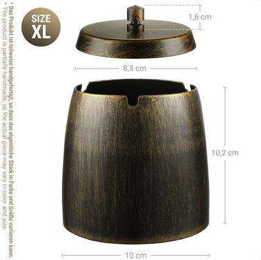 Преміум попільничка Windaschenbecher з кришкою з нержавіючої сталі, велика, захищена від вітру та дощу для вулиці та дому, попільничка на стіл, колір бронзовий