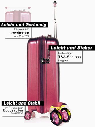 ABISTAB VERAGE Kinetic 4-Double-Wheel Trolley, large, weight -76cm, 106-127 expandable, TSA lock, ABS/PC hard-shell suitcase, travel suitcase, Burgundy (Burgundy, M)
