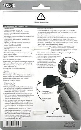 Тріксі Щітка для грумінгу собак та котів з короткою та жорсткою шерстю - змінний гребінець, сталеві леза, зручна ручка, чорно-синя, 7 x 15 см