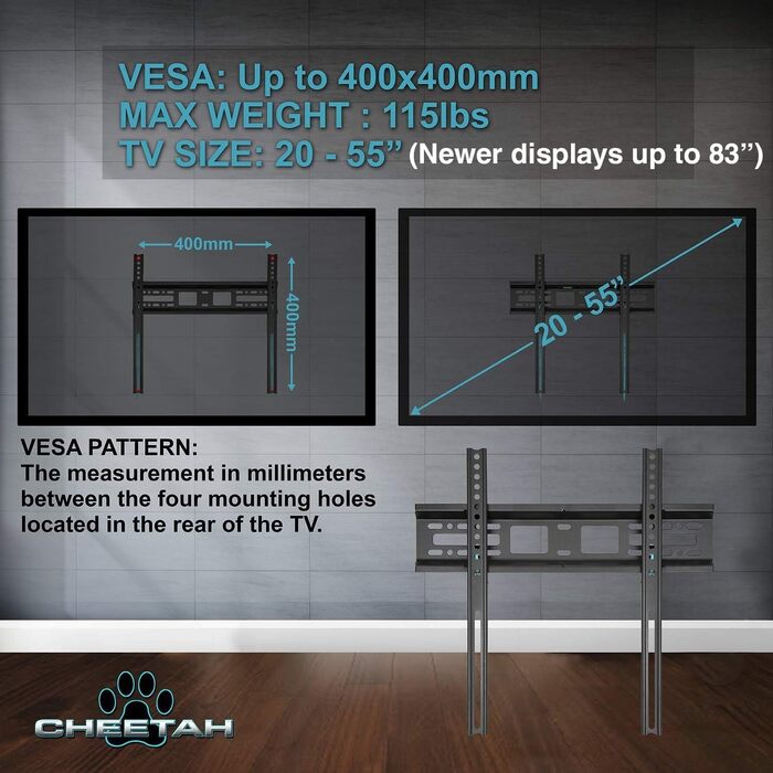 Настінний кронштейн для телевізора Cheetah Mounts APFMSB для Plasma, LED та LCD ТВ (51-140 см / 20-55