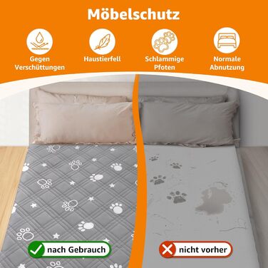 Водонепроникний килимок для собак Pick For Life, 137x208 см. Захист диванів та ліжок. Легко миється, підходить для великих та маленьких собак (сірий & білий)