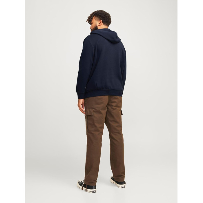 Чоловічий теплий худі з принтом JACK & JONES JJEOGO Basic — темно-синій, розмір 8XL