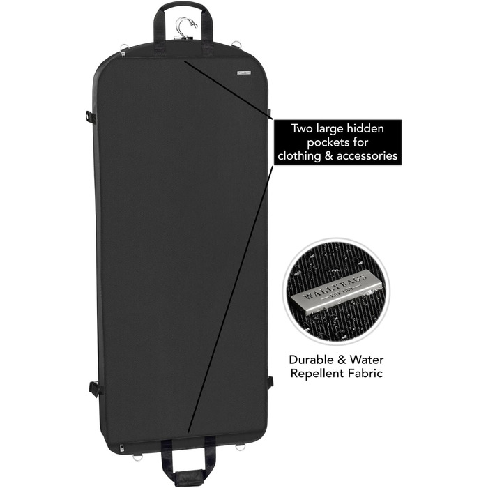 WallyBags Tri-fold Travel Garment Bag, Navy, Tri-fold Travel Gown Garment Bag (Black, 52-Inch)