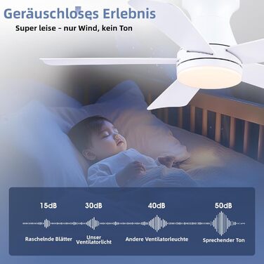 Стельовий вентилятор Kviflon з LED підсвіткою та пультом ДУ, 132 см, білий - для внутрішнього/зовнішнього використання