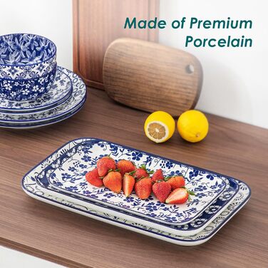 Набір сервірувальних тарілок Vancasso SELENE, 3 шт., блакитно-білий, для свят, сніданків, фуршетів