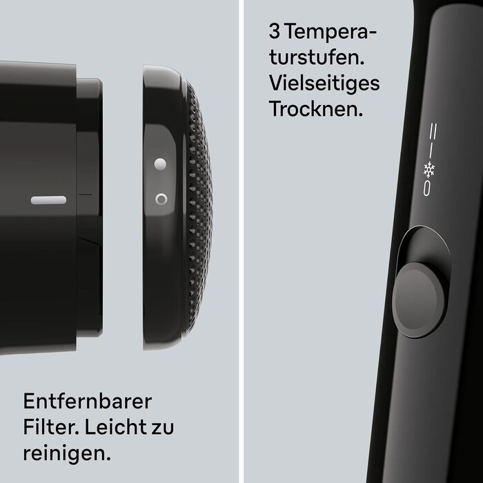 Фен для волосся Braun HD1.5 (BRHD150E) компактний дорожній, 1800 Вт, 3 режими температури та швидкості, з насадкою-концентратором, чорний