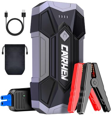 Powerbank для авто Starthilfe: 4500A, 8.0L (бензин/дизель), 12V, LED, Jump Starter з кабелями та 2 USB