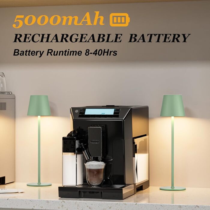Набір з 2 бездротових настільних ламп LED з акумулятором, сенсорне регулювання яскравості, 3 режими кольору, USB-C зарядка для спальні, столу, кемпінгу (Чорний)