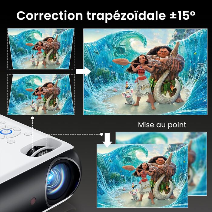 Портативний проєктор HAPPRUN Mini Beamer 4K з Bluetooth, 1080P, для дому та відпочинку на природі, сумісний з PS5, HDMI, USB