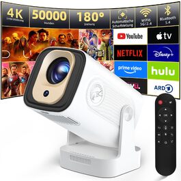 Beautiebeam Beamer: Міні проєктор Full HD 1080P/4K з автотрапецеїдною корекцією, Android 11, Bluetooth 5.0, WiFi 2.4/5G, 180° обертання для дому та на вулицю