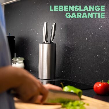 Coninx Stainless Steel Knife Block without Knives - Modern round knife block with flexible lamellae - Universal knife holder - Stylish unstocked knife block - Simplifies knife storage