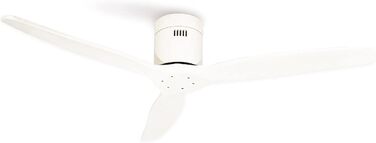 Вентилятор стельовий WINDCALM M з ABS корпусом, темне дерево (оптика), Wi-Fi, пульт, 40W, Ø132cm, 6 швидкостей, таймер, DC-двигун, літо/зима, без освітлення, білий