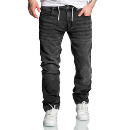 Чоловічі спортивні штани Amaci&Sons з еластичного деніму, базові джогери з зав'язками, колір чорний, розмір 34W