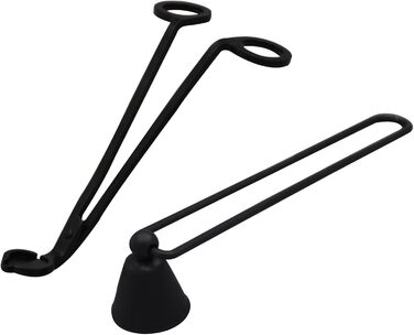 Viscacha candle snuffer and wick trimmer with long handle, matte black, stainless steel