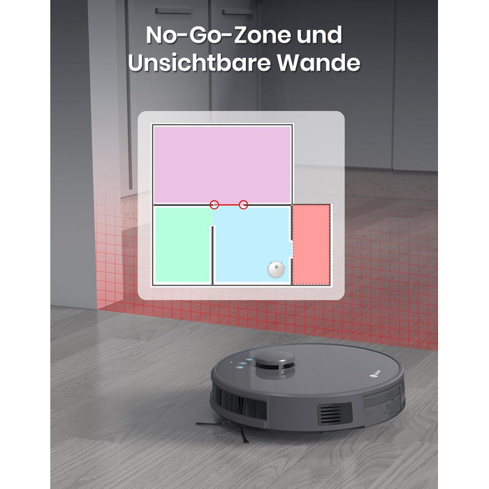 Робот-пилосос LEFANT M1 з функцією миття, LiDAR-навігація, потужність 5500Pa, малювання планів прибирання, самостійна зарядка, Wi-Fi, 8 зон заборони, підходить для шерсті тварин, килимів, твердих підлог.