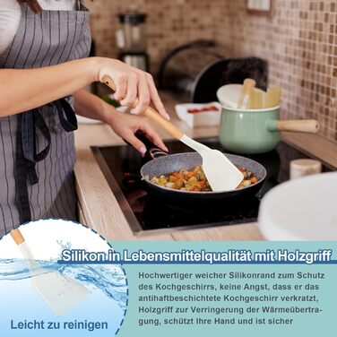 Набір кухонних аксесуарів Homikit 9 шт. з дерев'яною ручкою, чорний, з підставкою, антипригарне силіконове кухонне приладдя