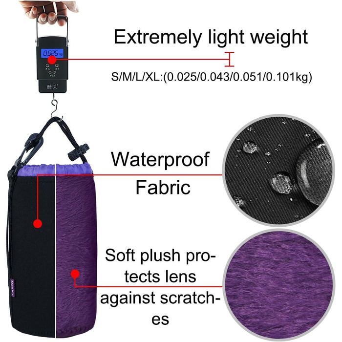 Водонепроникний захисний чохол для об'єктива CADeN: 4 розміри, неопрен, Canon, Nikon, Sony, Pentax, Tamron, Sigma