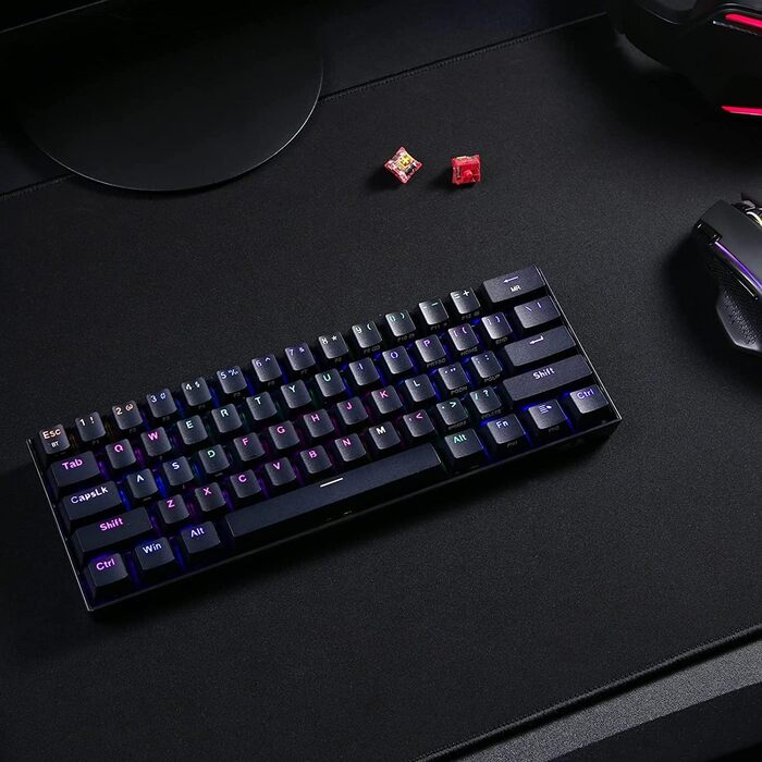 Redragon K530 Pro Draconic - Механічна ігрова клавіатура 60% з RGB-підсвічуванням та brown Tactile перемикачами (61 клавіша, Hot-Swap, для Windows/Mac/Android)