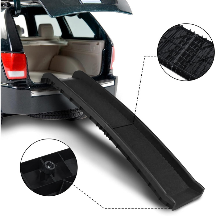 Рампа для собак NAIZY 156 см, складана, з антиковзними килимками, для собак/кішок/домашніх тварин до 90 кг, чорна