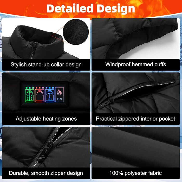 Гріюча жилетка для чоловіків та жінок, 21 зона нагріву, 3 регулятори температури, електрична жилетка USB для катання на лижах, риболовлі, мотоцикла, кемпінгу, активного відпочинку (без Powerbank), XXL