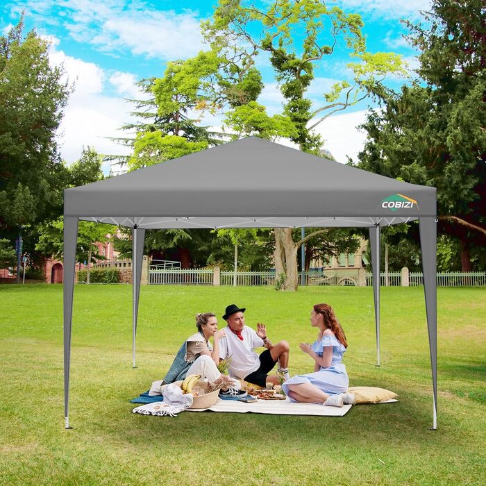 COBIZI Pop-up Pavilion 3x3, Folding Pavilion 3x3 Waterproof, Stable, Winter-Proof |8x Pegs|4x Wind Ropes|UV Protection 50+|High-Density Tarpaulin| Pavilion Folding 3x3m Party Tent Folding Pavilion 3x3 Garden Pavilion