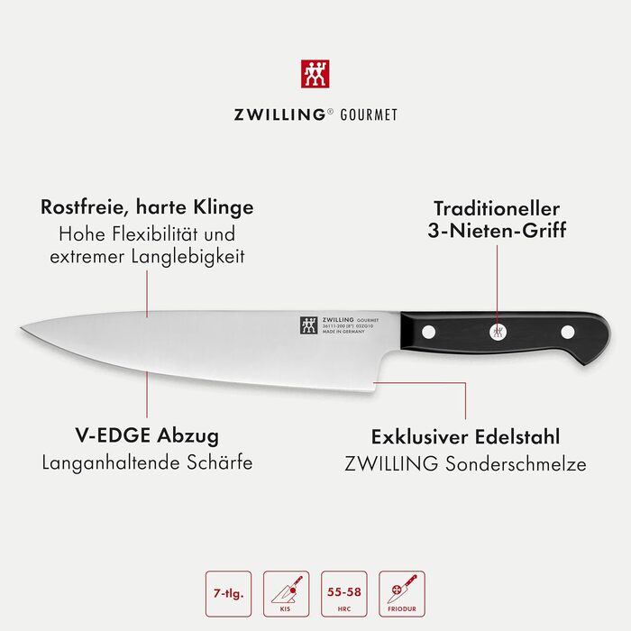 Набір ножів ZWILLING Gourmet самозагострювальний, 7 предметів, нержавіюча сталь, Німеччина, коричневий