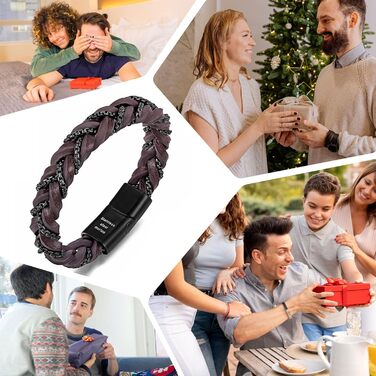 Чоловічий шкіряний браслет преміум-класу з магнітною застібкою з нержавіючої сталі, коричневий (20 см)