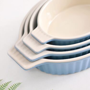 MALACASA Набір форм для запікання Bake.Bake (4 шт.) з кераміки, стійкої до подряпин | Ідеально для лазаньї, супів, тірамісу та іншого (блакитний)