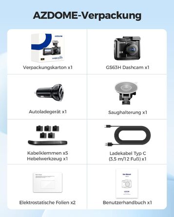 Відеореєстратор AZDOME GS63H 4K з Wi-Fi, GPS, Нічне бачення та Широким кутом 170°, WDR, IPS 2.4', Паркувальний режим, Детектор руху, Циклічна запис