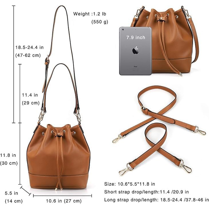 Сумка жіноча AFKOMST через плече, велика м'яка сумка-шопер з двома ременями (коричнева)