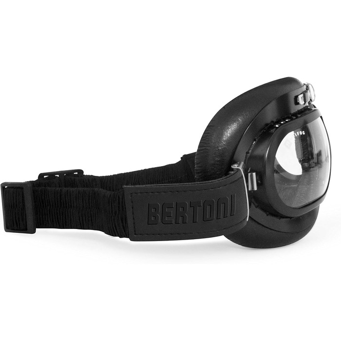 Мотоокуляри Bertoni Vintage з хромованою сталевою оправою, шкіряна авіаційна захисна маска для Harley Davidson і Chopper, антифог-лінзи, чорний матовий профіль