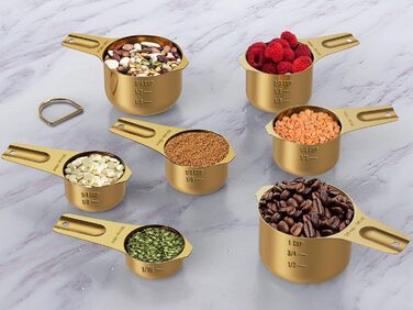 Wildone Copper Measuring Cups and Spoons, 21-Piece Set, including 7 Nesting Measuring Cups, 8 Measuring Spoons, 1 Leveler, and 5 Mini Measuring Spoons, ideal for dry and liquid ingredients