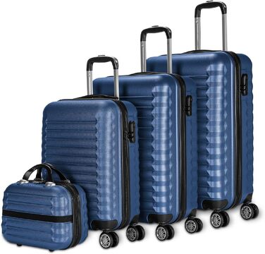 Набір валіз NUMADA 4 шт. (75см, 63см, 53см, органайзер), ABS, темно-синій