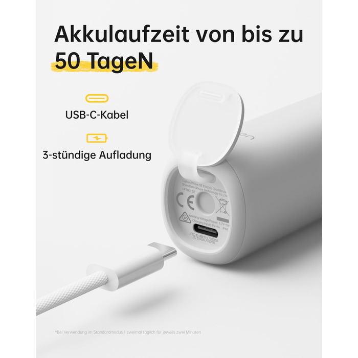 Laifen Wave Spezial Electric Toothbrush - Oscillating & Vibrating Sonic Toothbrush for Adults with App, 2 Brush Heads (Gray)