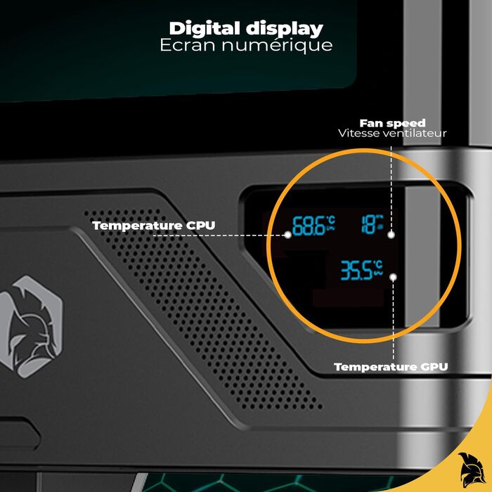 Корпус для ПК Empire Gaming ECM252 Mid Tower з цифровим дисплеєм (температура CPU/GPU, RPM) - 3 ARGB вентилятори - ATX/Micro-ATX/ITX - USB C (Чорний)