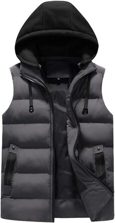 Чоловіча степкова жилетка YOUTHUP з капюшоном для активного відпочинку та зими, легка, вітронепроникна (Сірий, XS)